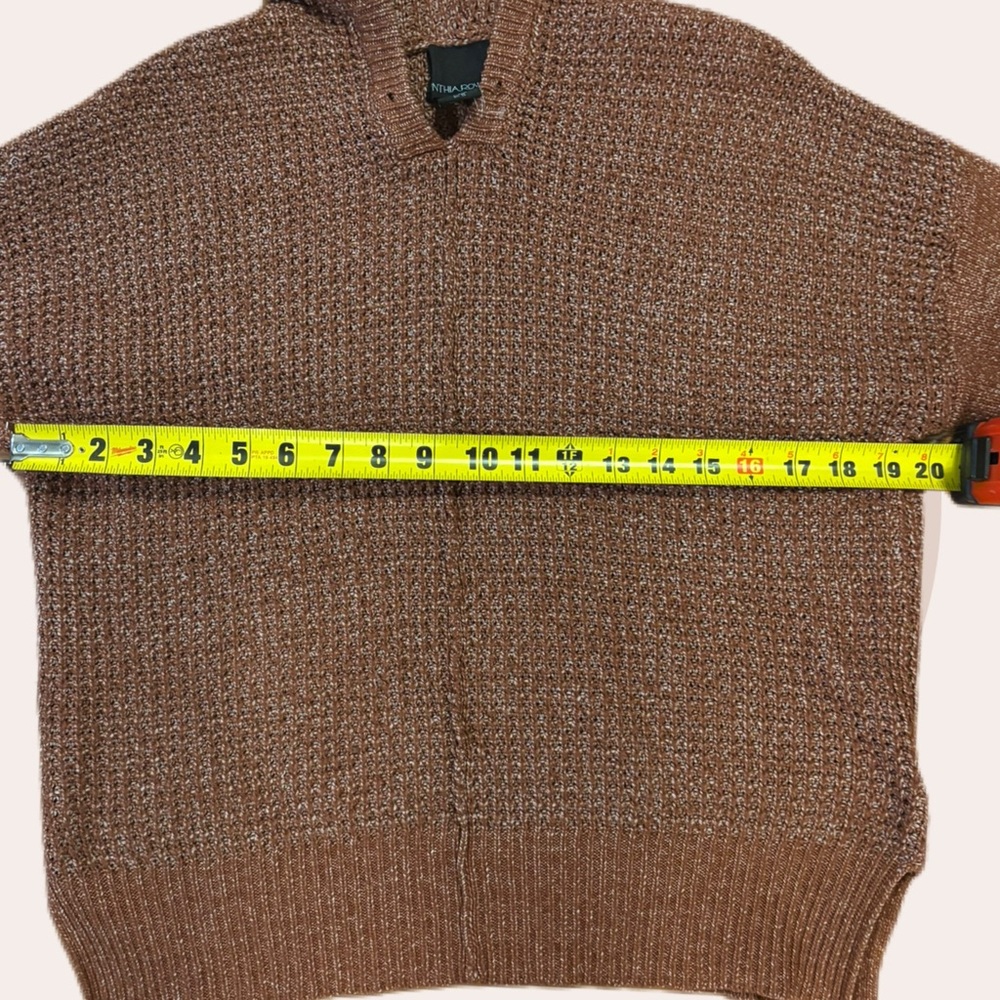 Cynthia Rowley Metallic Waffle Knit Hoodie Sweater | M - Picture 13 of 13
